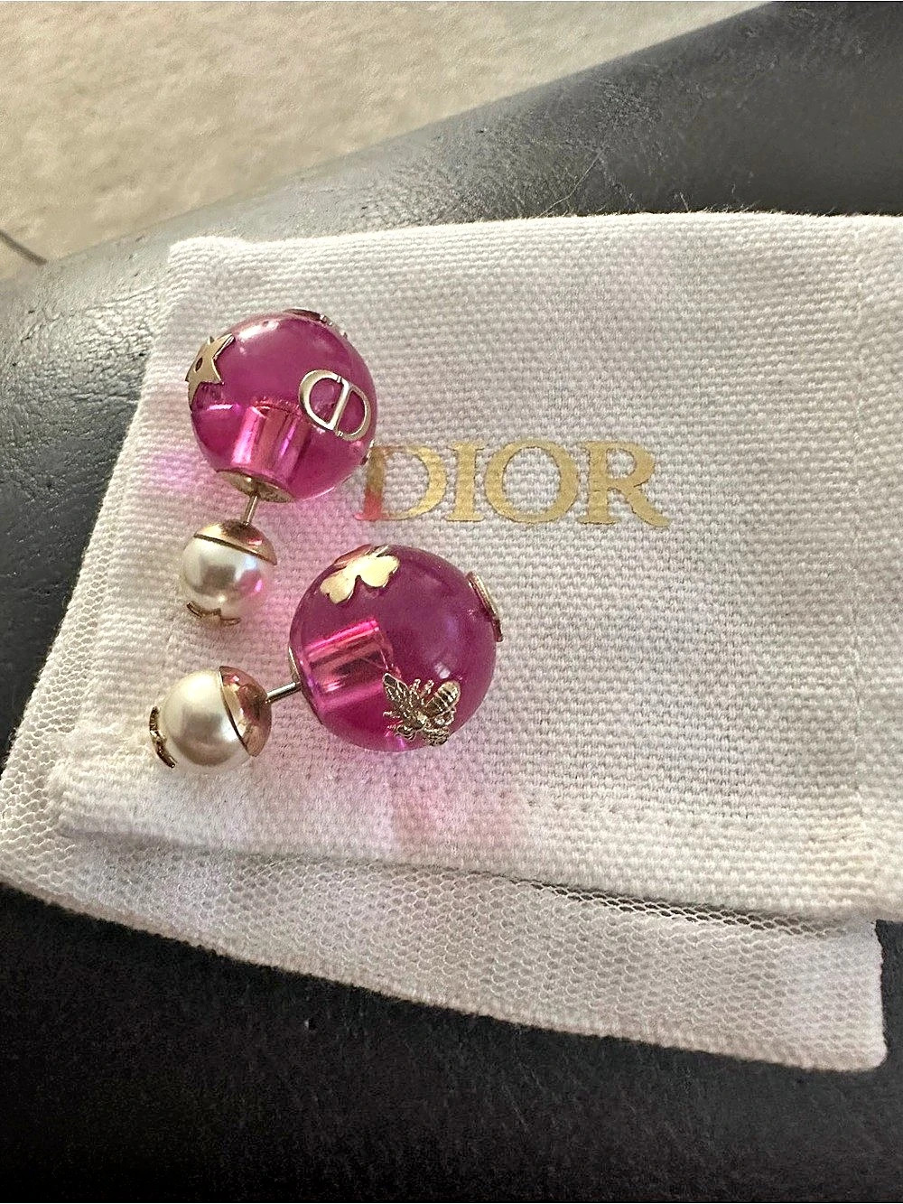 Dior Tribales Earrings Pink & Gold Beaded Earrings